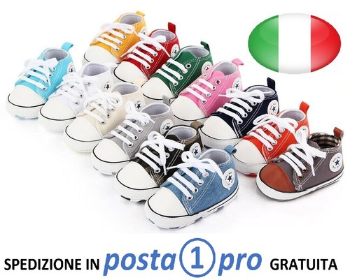 SCARPE NEONATO BAMBINI IN TESSUTO TELA E COMODO ANTISCIVOLO MODELLO  SPORTIVO | eBay