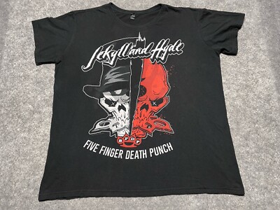 Jekyll and Hyde 5FDP Five Finger Death Punch Black 2XL Shirt Split personality