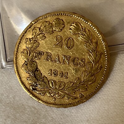 1841A Coin, France, Louis-Philippe, 20 Francs, Paris, EF, Gold B04