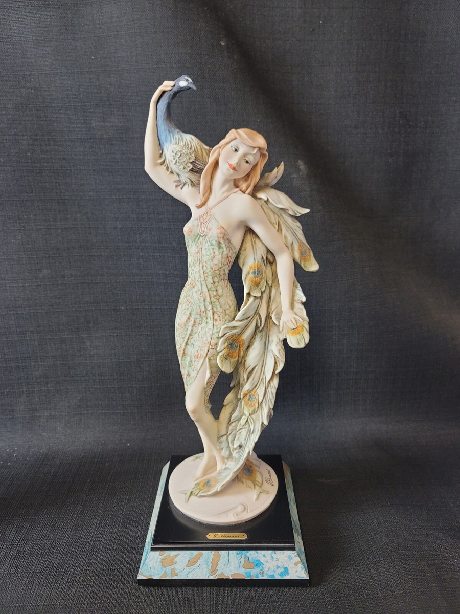 RARE Giuseppe Armani Lady With Peacock Figurine 0876-C Capodimonte