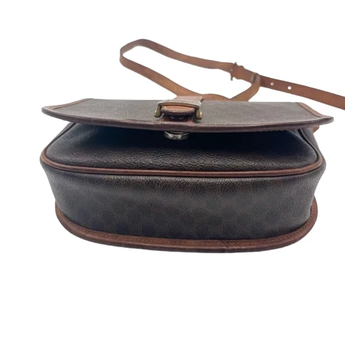 Borsa a tracolla originale CELINE Macadam marrone scuro marrone chiaro marrone PVC in pelle USATA