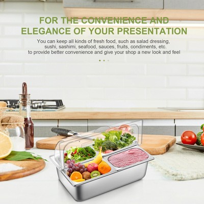 4Pans Ice Cooled Condiment Serving Container Stainless Steel Bar Caddy Dispenser