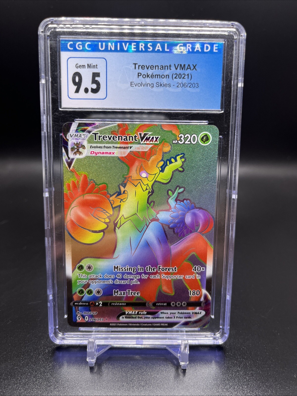 Pokémon TCG Trevenant VMAX Evolving Skies 206/203 Holo Secret Rare 9.5 CGC
