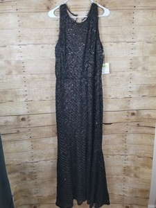 calvin klein black sequin gown