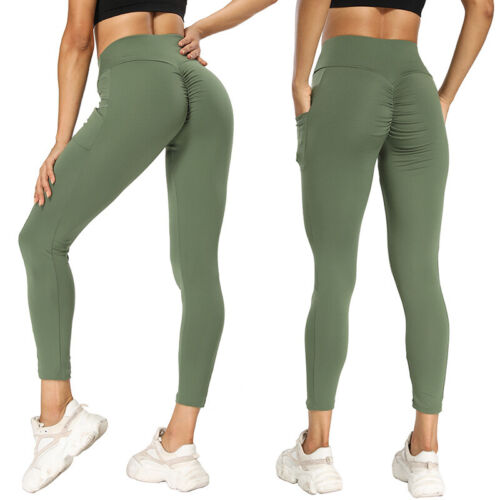 Damen High Waist Leggings Yogahose Anti-Cellulite Fitness Push-Up Kompression - Bild 52 von 54