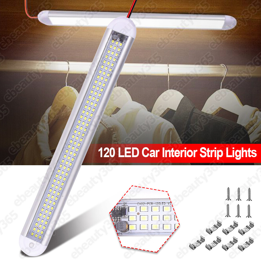 4x 12V 120 LED Car Interior Strip Lights Bar Light Car Van Caravan Boat