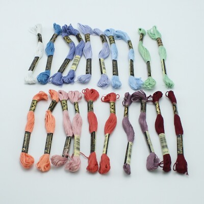 20 Piece DMC Embroidery Floss Lot 11 Colors 6-Strand