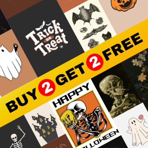 BUY 2 GET 2 FREE Spooky Halloween Wall Poster for Home & Office Room Decor - Afbeelding 1 van 34