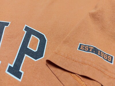Vintage 90s GAP Classic Logo Made In USA Short Sleeve Mens Orange