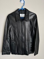 Vintage Genuine Soft Lambskin Women  s Black Leather Jacket Size Medium