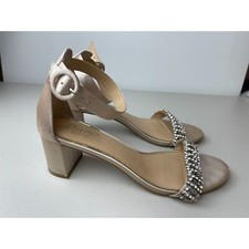 Jewel by Badgley Mischka Embellished Block Heels Champagne Size 9M