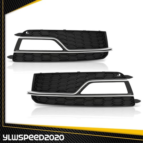 For 2013-2016 Audi A5 S-Line S5 Front Bumper Fog Light Grilles Cover Trim Black