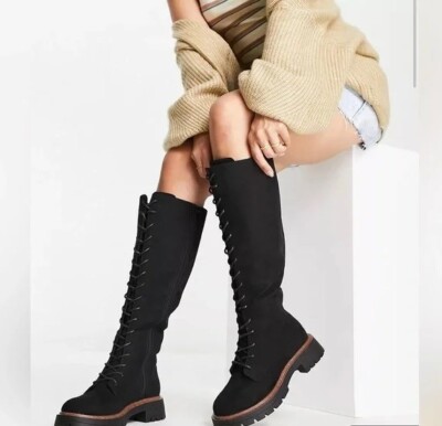 Asos Black Lace Up Winter Boots ASOS Alpine Shearling Lace Up Snow