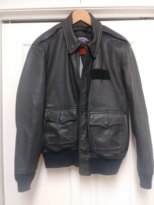 Gibson Barnes Aa Pilot Aviator Flight Bomber Leather Jacket Black