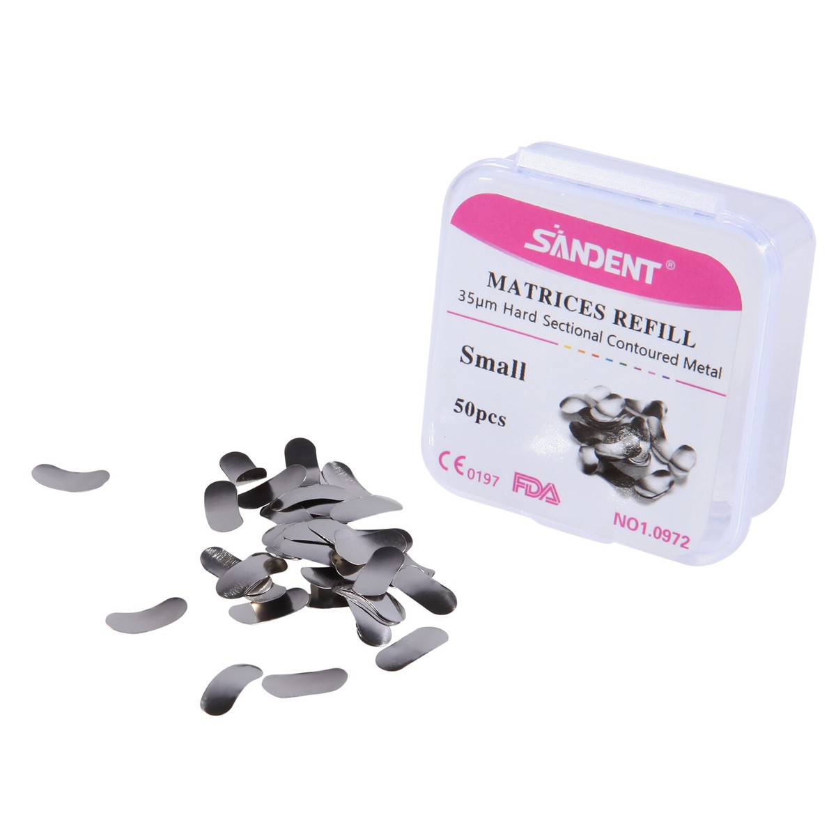 50× Dental Matrices Sectional Contoured Metal Band Matrix Refill 35um S/M/L ns