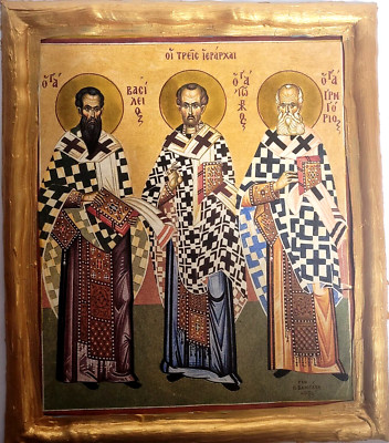 Three Holy Hierarch Saints Gregory St John St Basil Greek Eastern Orthodox Icon
