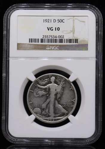 1921-D 50C Walking Liberty Half Dollar NGC VG10