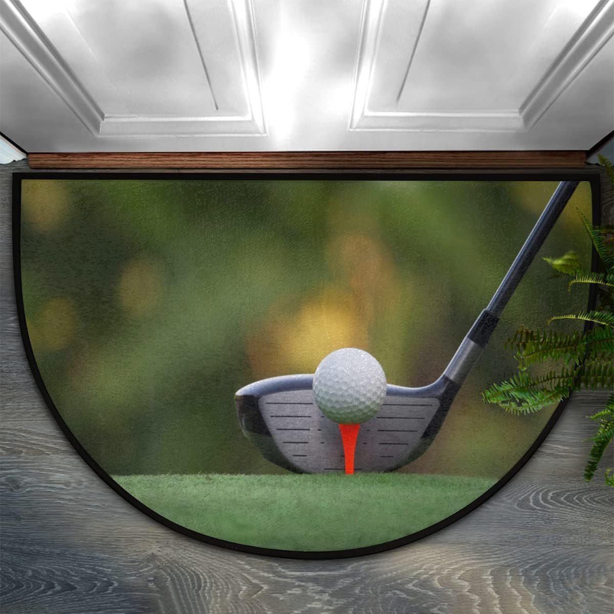 Golf Themed Half Round Welcome Door Mat for Sports Enthusiasts