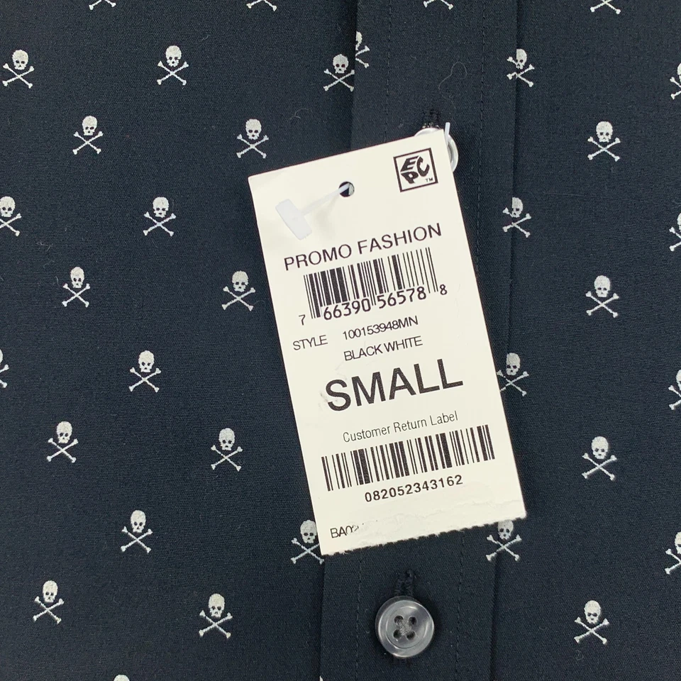 Club Room Mens Slim Fit Skull Print Dress Shirt Black 14-14.5 - Image 2 of 3