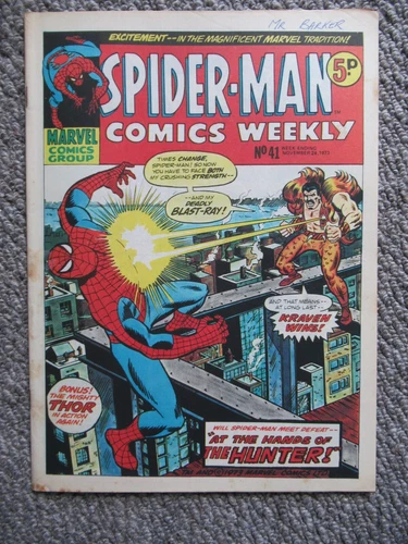 Marvel UK  Spider Man Comics Weekly including Thor. #41  24th November 1973