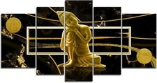 Buddha Wall Art Zen Art Pictures Print On Canvas 5 Panels Modern Artwork Zen
