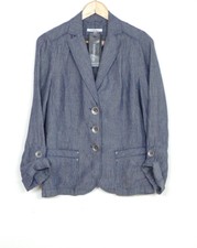 Steilmann Navy Striped Linen Lightweight Jacket Uk 12 Bnwt