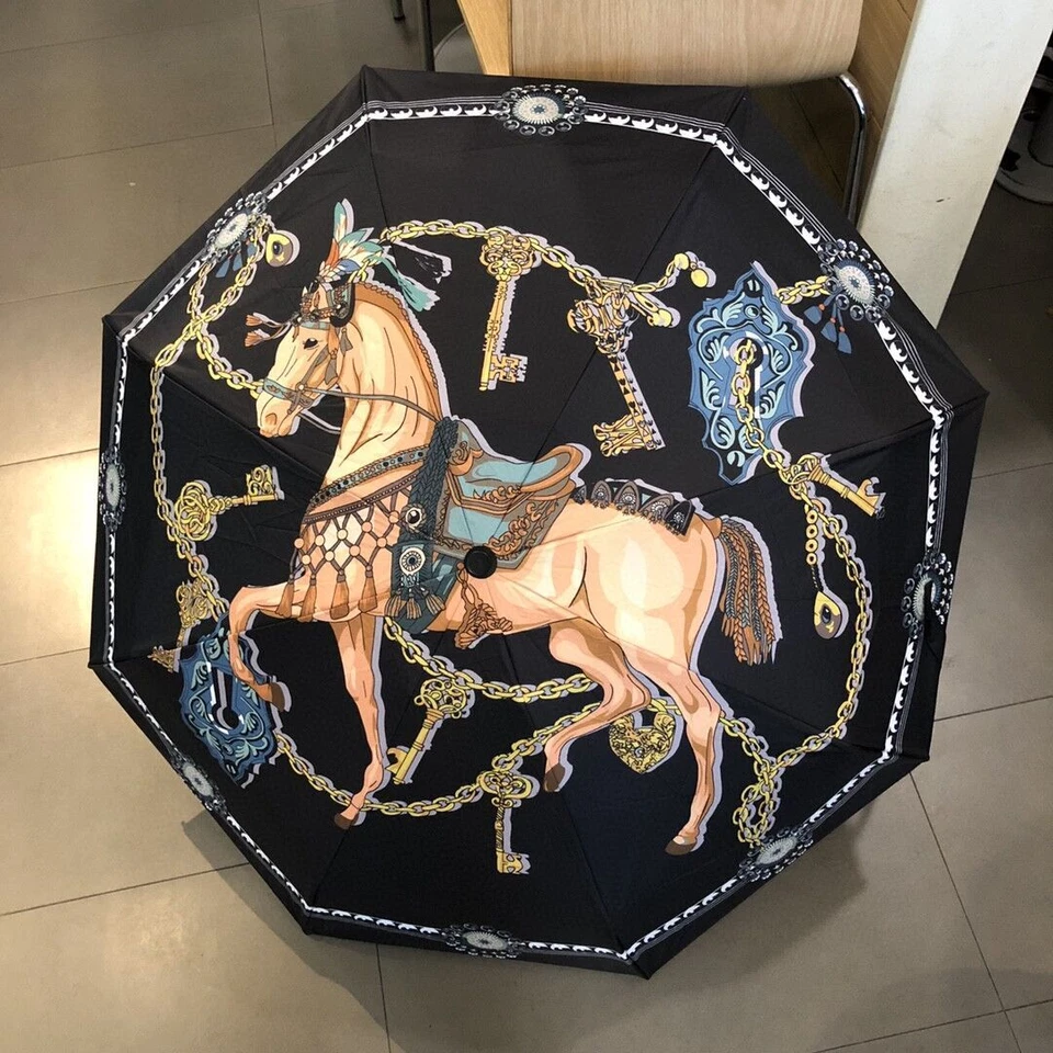 Parasol plegable portátil a prueba de viento para lluvia con protección UV para caballos al aire libre Foto 2 de 4