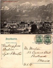 Bad Reichenhall Staufen Mountain Vintage Postcard With 2 Deutsches Reich Stamps