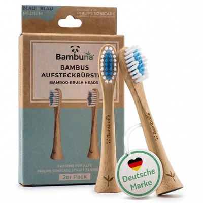 BAMBUNA Ersatzbürsten aus Bambus für Philips Sonicare Schallzahnbürste | 2er Set