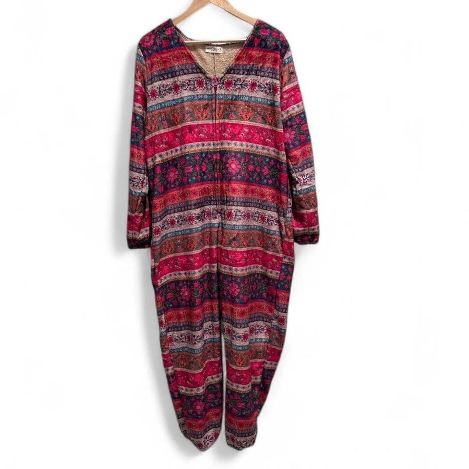 Pijama Natural Life magenta floral polar suave talla grande Foto 2 de 4