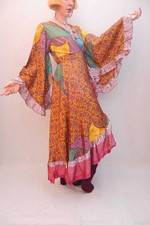 Boho Hippie Sari Flared Wrap Dress