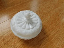 Westmoreland Milk Glass Panaled Grape, Covered Candy Dish