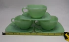 VTG Fire-King Jadeite CHARM Saucer Square Green Anchor Hocking w/ Cup x 3 B30