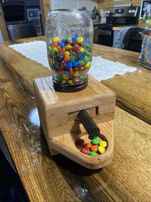 Candy Dispenser Solid Oak With Tung Oil Finish Works With Variety Of Snacks