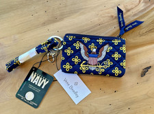 Vera Bradley Military Zip ID Lanyard Concerto U.S. Navy Blue Patriotic NEW