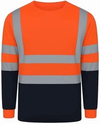 Hi Vis Langarm T-Shirt Warnschutz Sicherheit Arbeitskleidung EN ISO 20471 Oberteil PSA