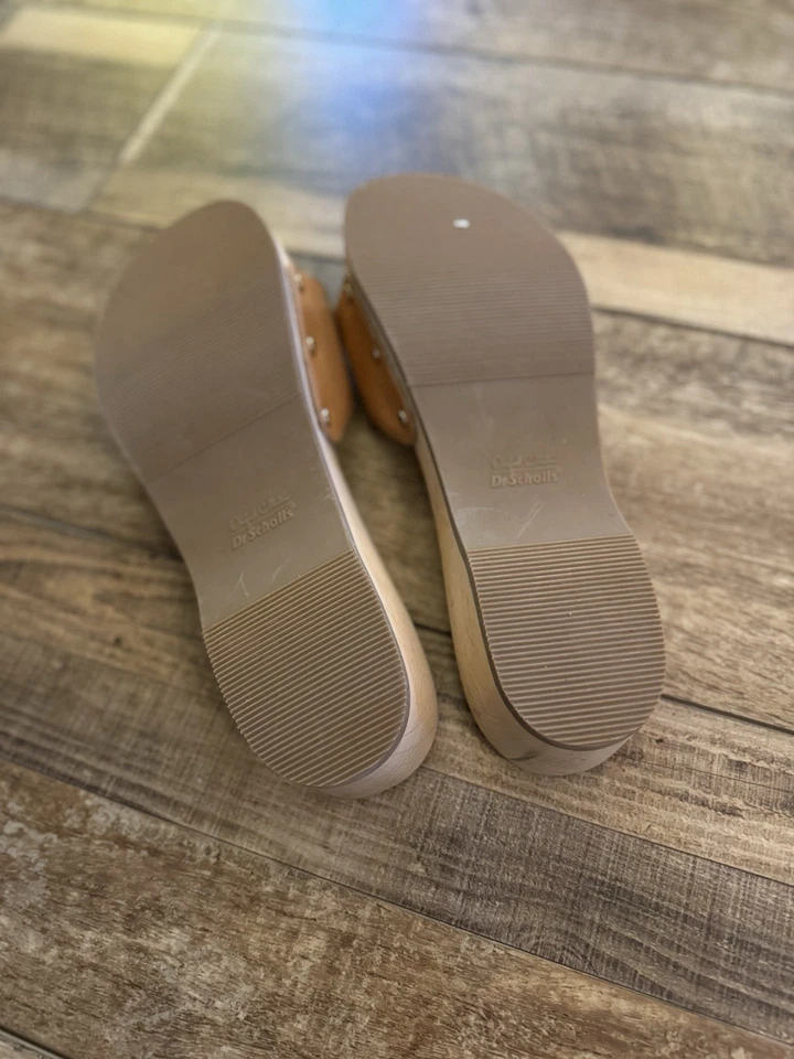 Sandalias Dr Scholls Clásicas Originales Slide Madera CUERO BRONCEADO Talla 10 Foto 3 de 4