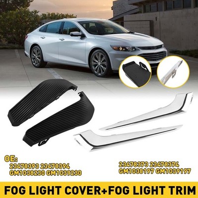 LN Front Bumper Fog Light Lamp Cover Trim Set For for 2016 - 2018 Chevy Malibu