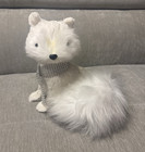 White Fox Plush Stuffed Animal, Soft, Silver Scarf, Small 6-14 in, Christmas — photo 1