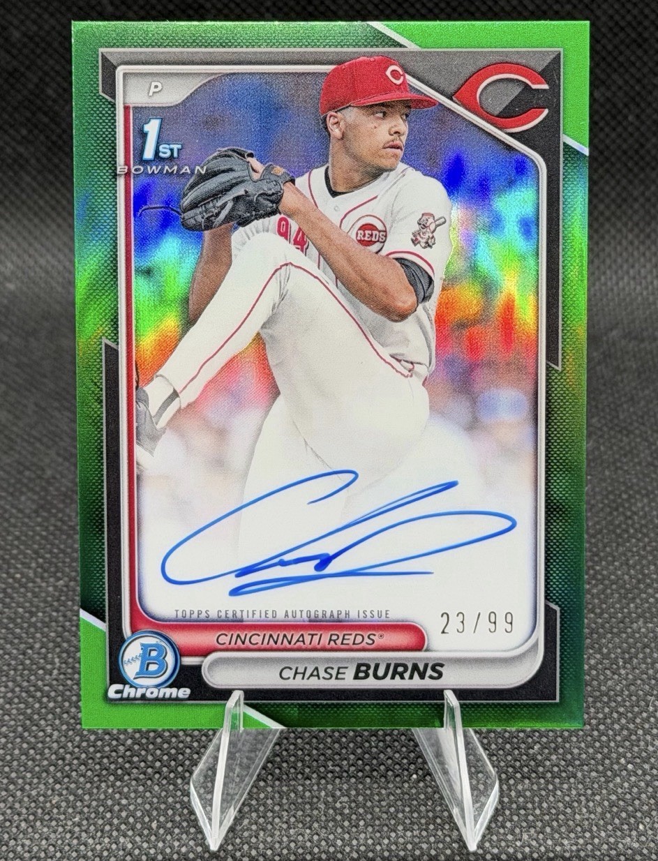 2024 Bowman Draft Chrome Chase Burns 1st Auto True Green Refractor /99