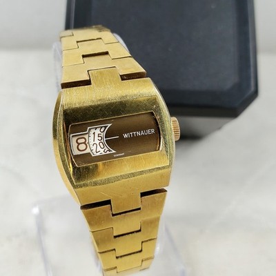 RARE VINTAGE WITTNAUER LONGINES DIGITAL JUMP HOUR HANDWIND 24MM WOMEN'S WATCH 