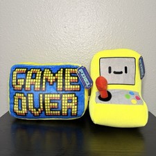 New FAO Schwarz Retro Pixel Arcade 10in Game On 2 Plushies Pillow Soft