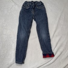 Hanna Andersson Flannel Lined Denim Jeans Adjustable Waist Kids Size 6-7 Years