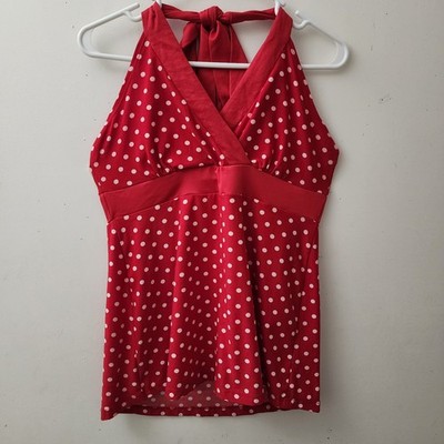 L8ter Y2K Polka Dot Empire Waist Halter XL Babydoll M Mouse 1950s Pinup Marilyn 