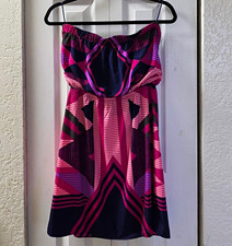 Expres geometric pattern mini dress with stripes and chevrons, size M