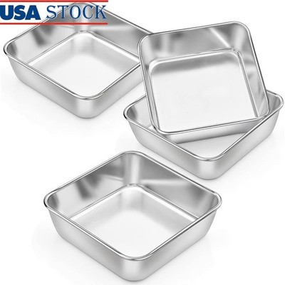 Stainless Steel Square Baking Pans Set Nonstick Heavy Duty Easy Clean Bakeware