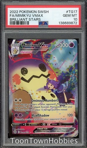 PSA 10 Pokemon - Mimikyu Vmax TG17/TG30 - Brilliant Stars