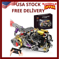 V8 Engine Model Kit That Works, 1394 PCS Advanced Collectible Engine Building Bl