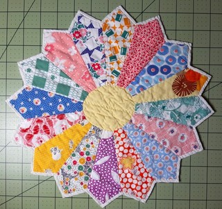Vintage Cutter Quilt Piece Colorful Cheerful Candle Mat!
