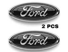 Black & Chrome 2005-2014 Ford F150 Front Grille/ Tailgate 9 inch Oval Emblem 2PC